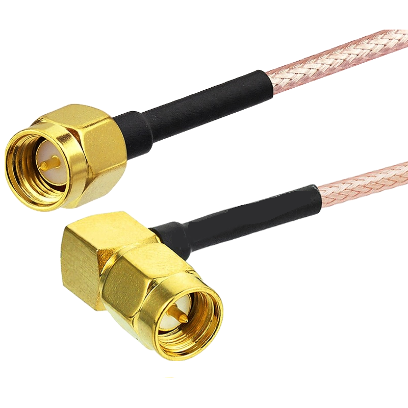 RG316 cable with SMA straight male to right angle male connector, 0.2m