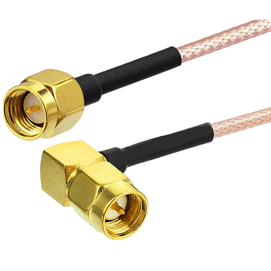 RG316 cable with SMA straight male to right angle male connector, 0.2m